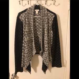 LOFT black & white open cardigan